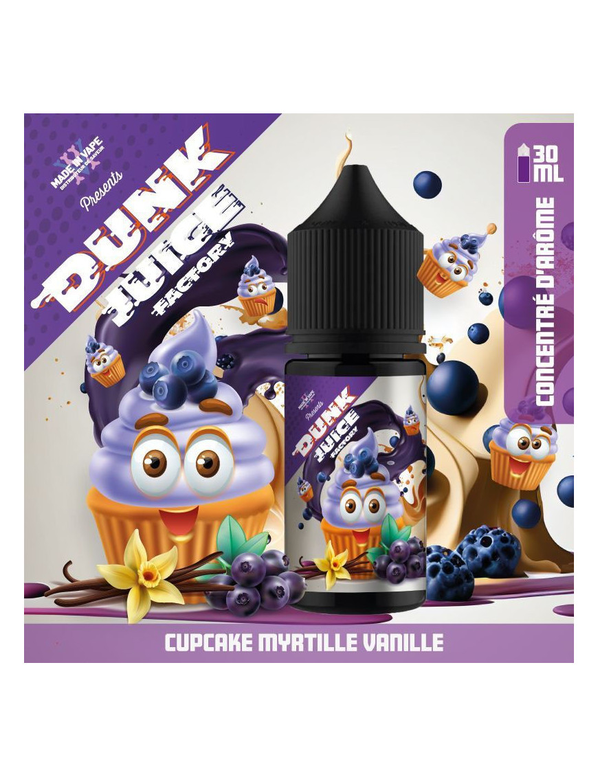 Concentré Cupcake Myrtille Vanille 30ml - Dunk Juice Factory - Made In Vape
