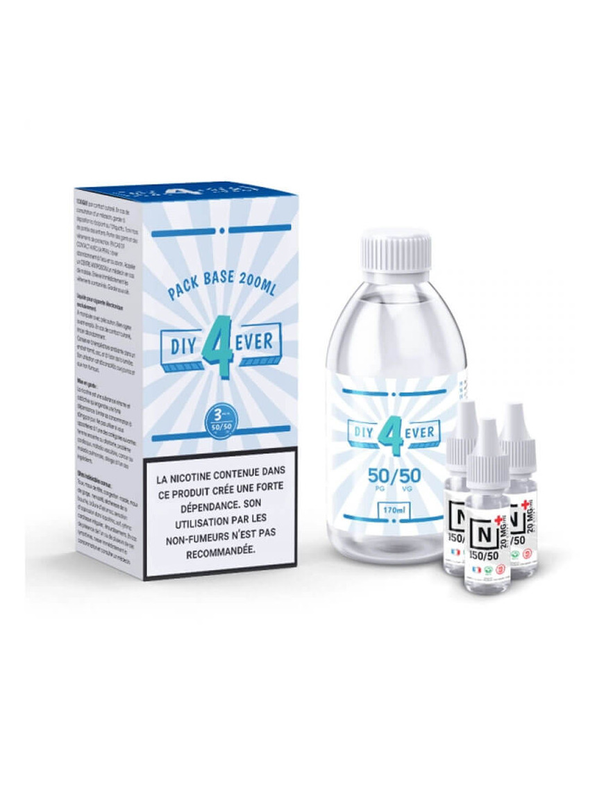 DIY4EVER 200ml Basis 50PG/50VG 3mg Nikotin – Set mit Boostern N+