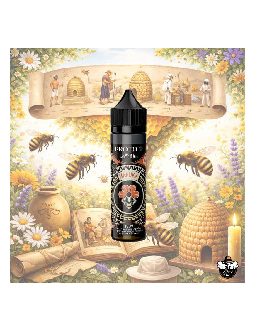 Manuka 50 ml – E‑liquide Cupcake Vanille Miel – Mellifère Protect