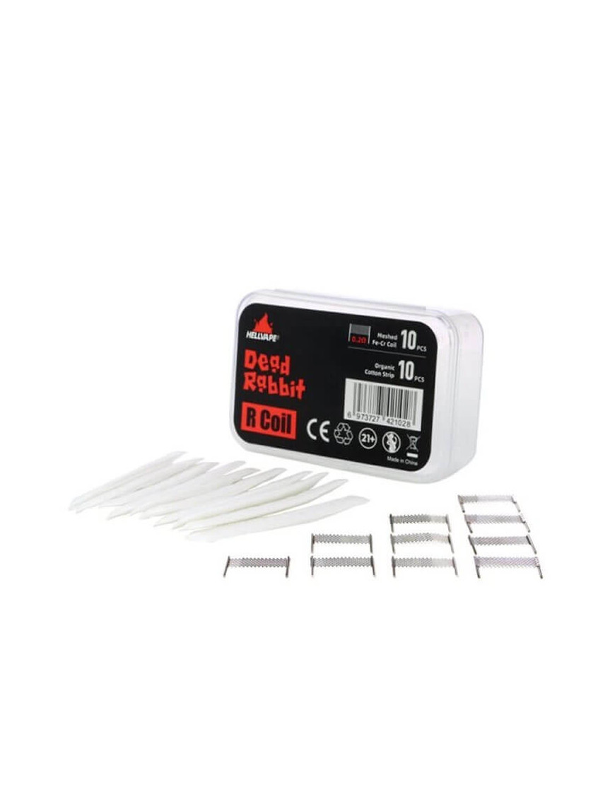 Kit Dead Rabbit R Coil 10pcs Hellvape – Coils mesh 0,2 Ω avec coton