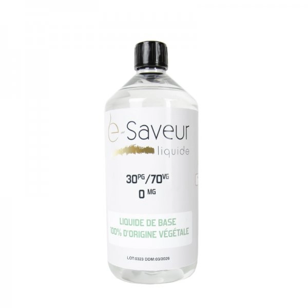 Flacon de liquide de base e-Saveur 30PG/70VG d'origine végétale, 0mg de nicotine.